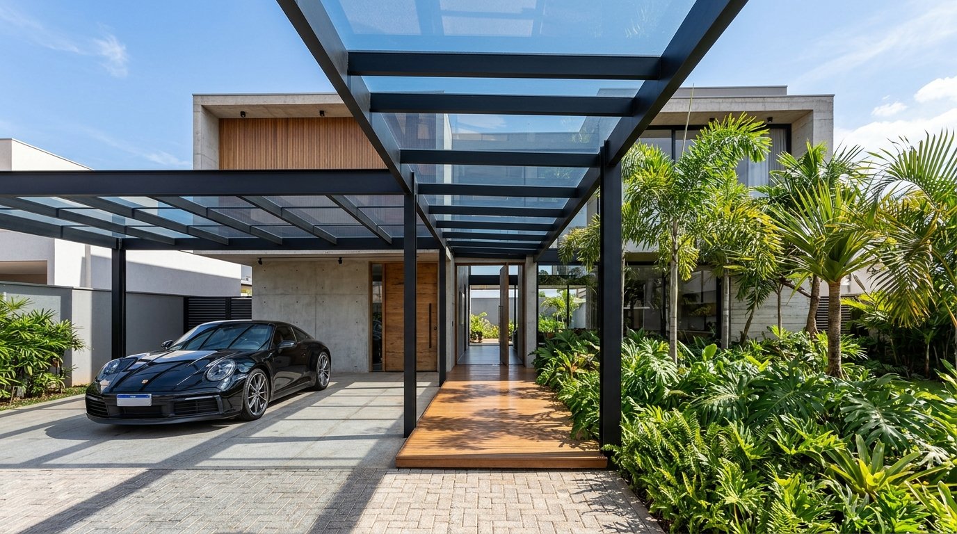 Cobertura de policarbonato compacto transparente para garagem e jardim de inverno
